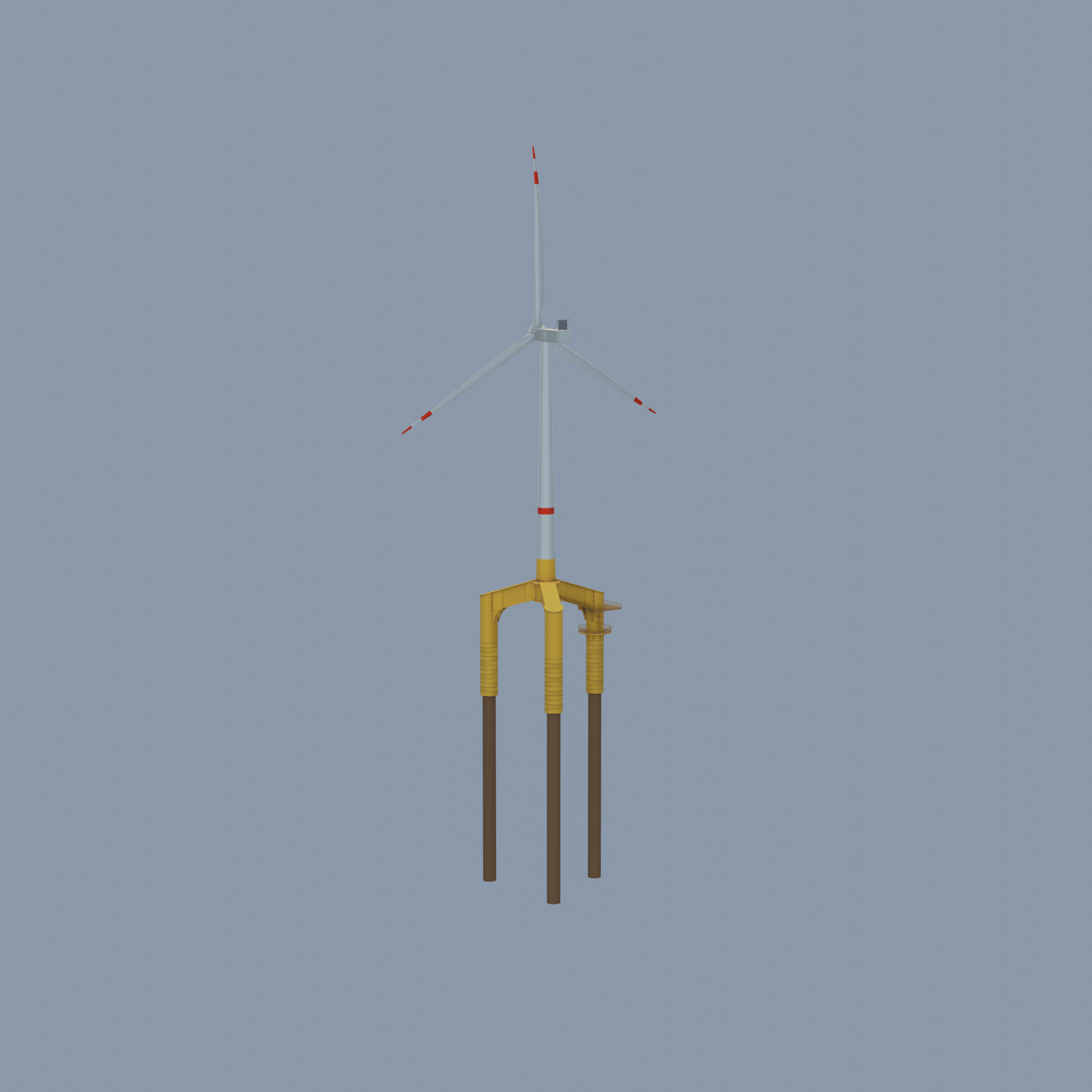 Wind turbine with Offshore Foundation V1 H-120 RD 160m Animation Low-poly 3D model_31