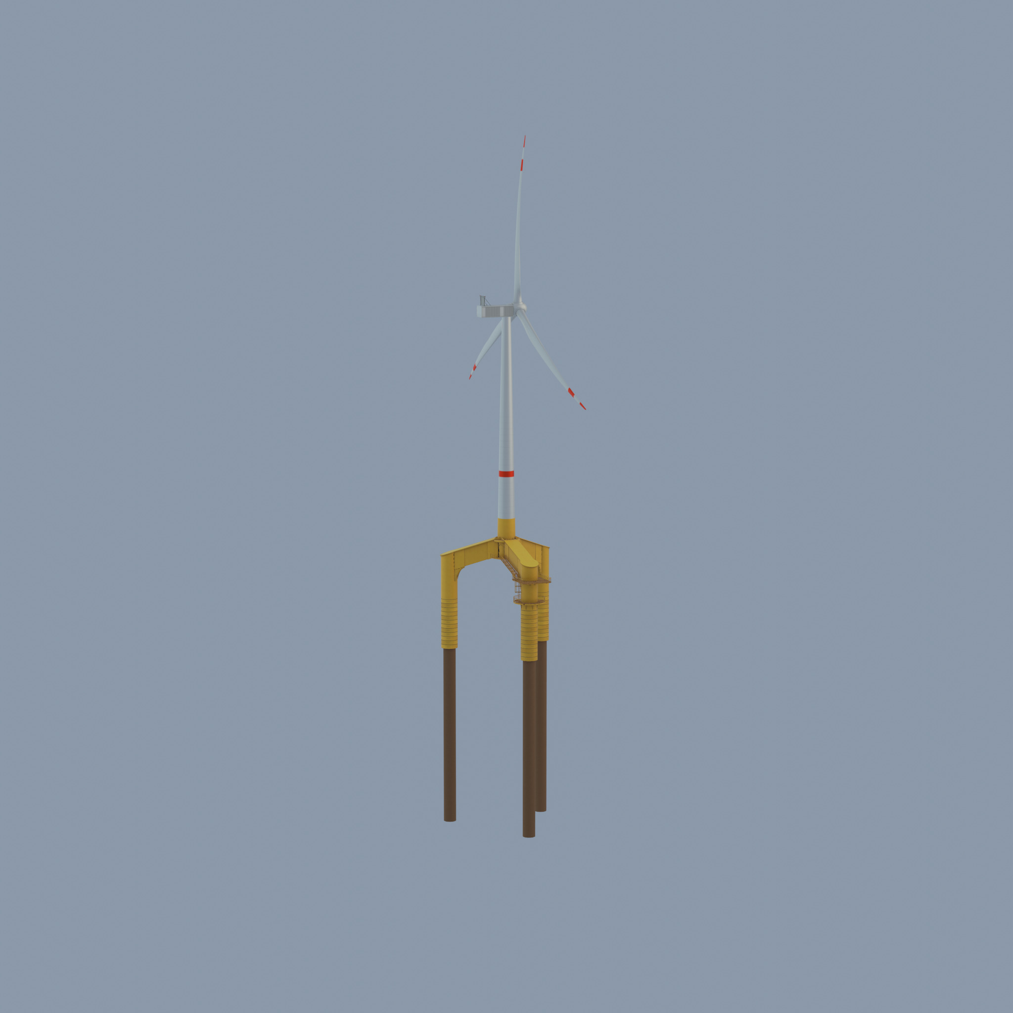 Wind turbine with Offshore Foundation V1 H-120 RD 160m Animation Low-poly 3D model_46