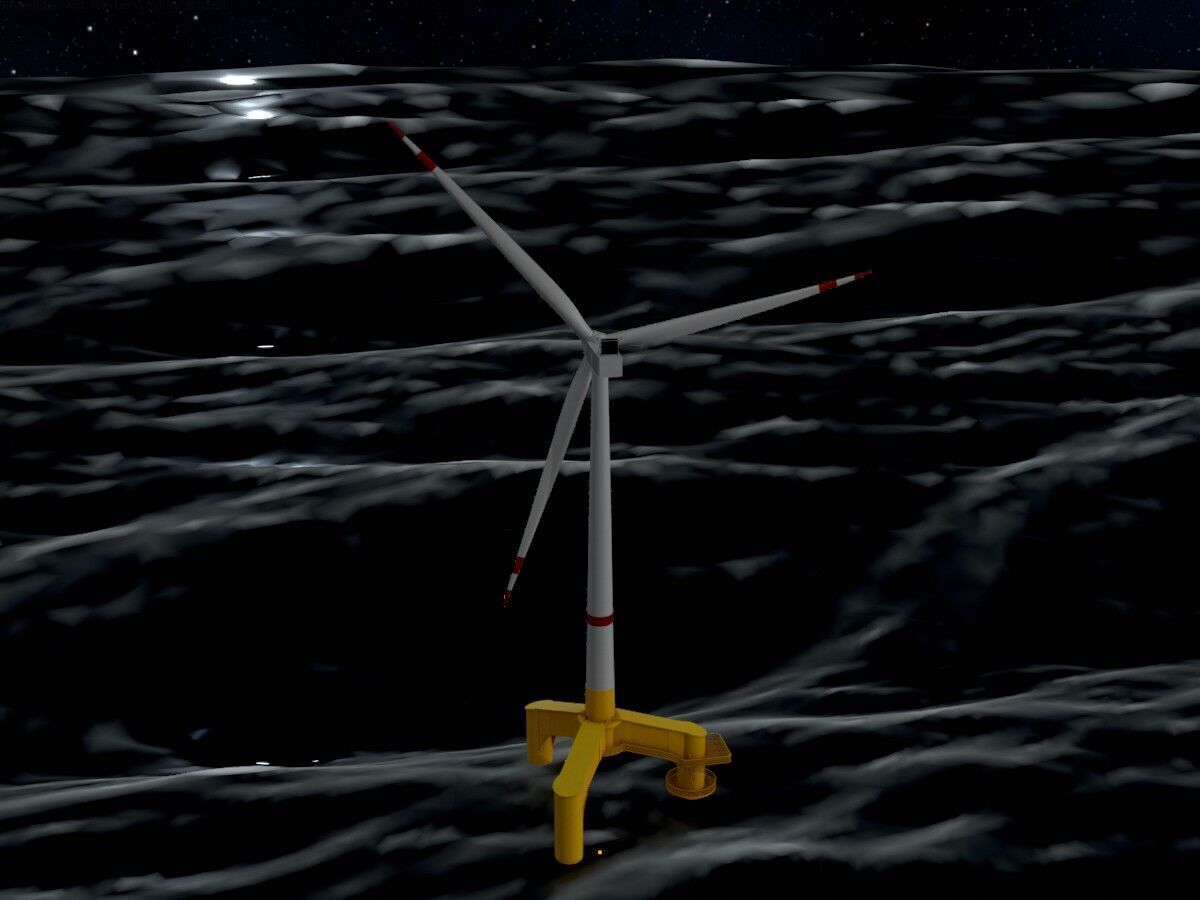 Wind turbine with Offshore Foundation V1 H-120 RD 160m Animation Low-poly 3D model_17