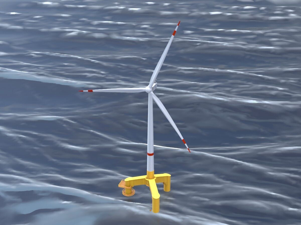 Wind turbine with Offshore Foundation V1 H-120 RD 160m Animation Low-poly 3D model_19