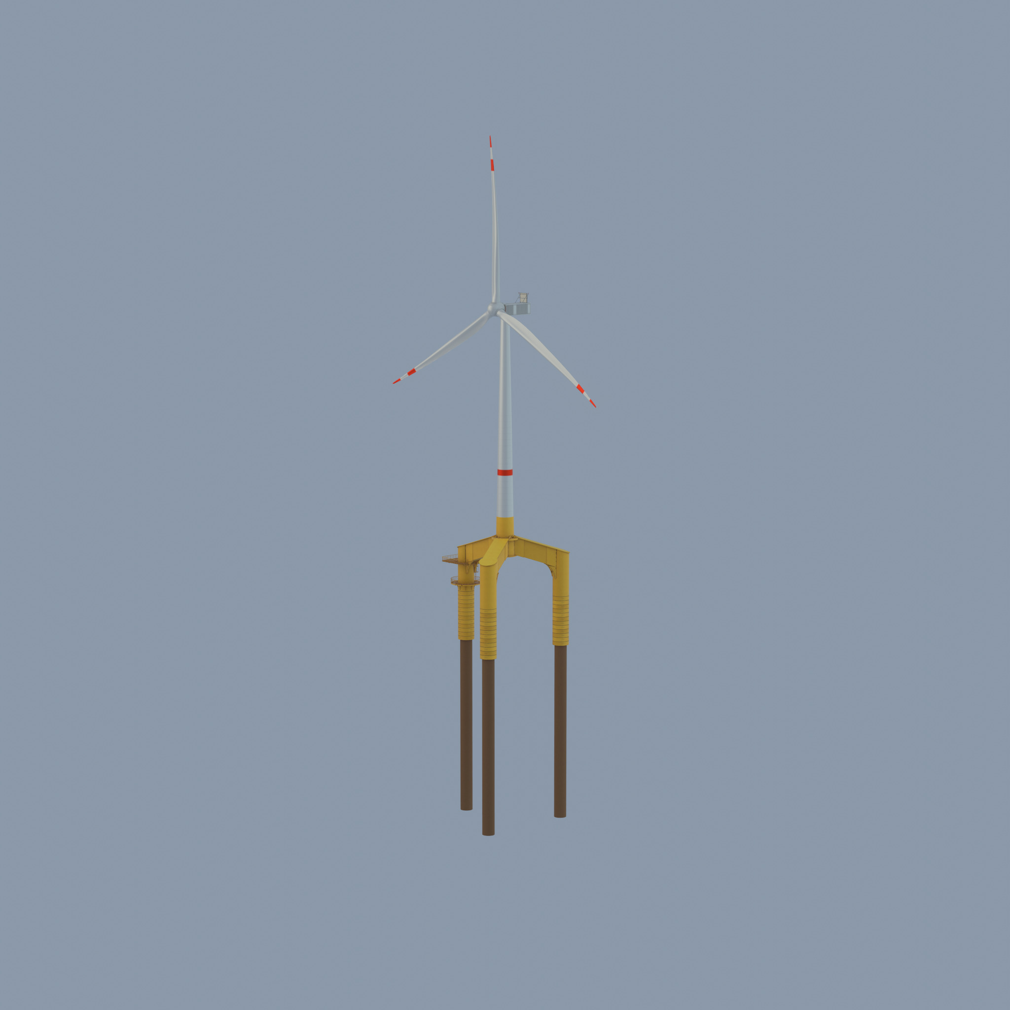 Wind turbine with Offshore Foundation V1 H-120 RD 160m Animation Low-poly 3D model_54