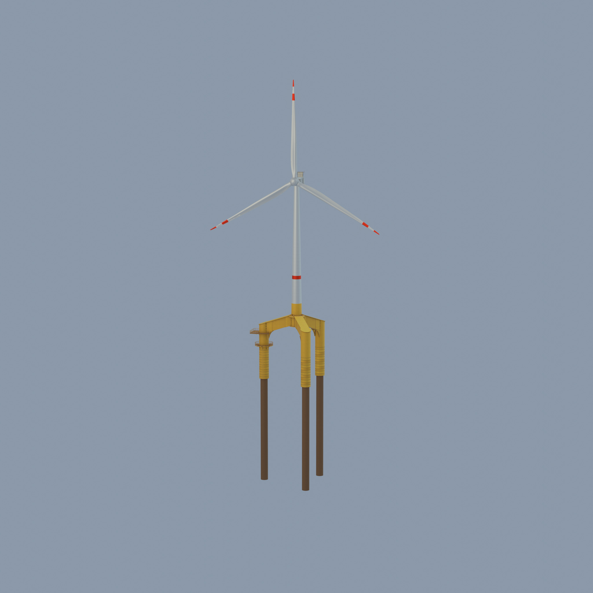 Wind turbine with Offshore Foundation V1 H-120 RD 160m Animation Low-poly 3D model_43