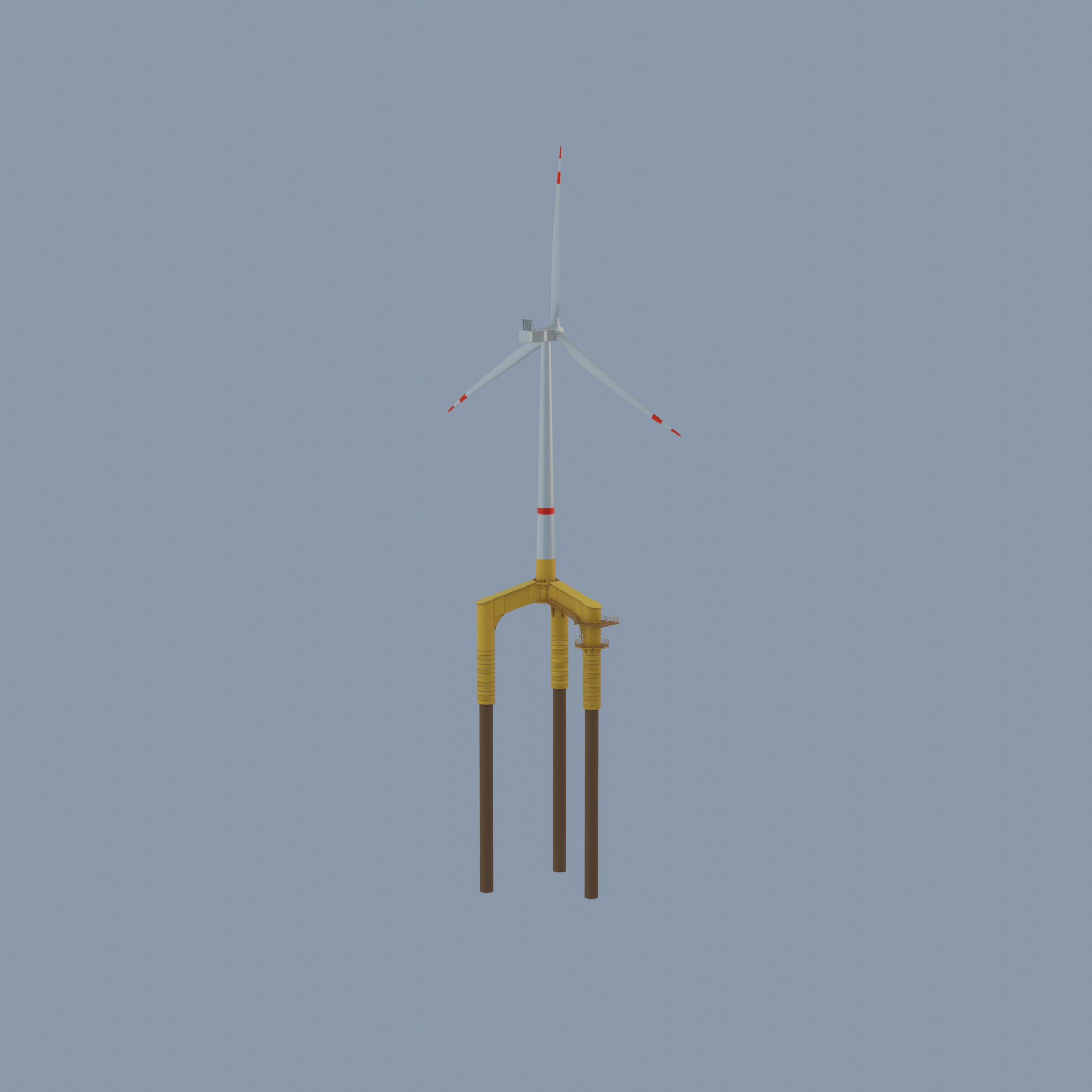 Wind turbine with Offshore Foundation V1 H-120 RD 160m Animation Low-poly 3D model_42