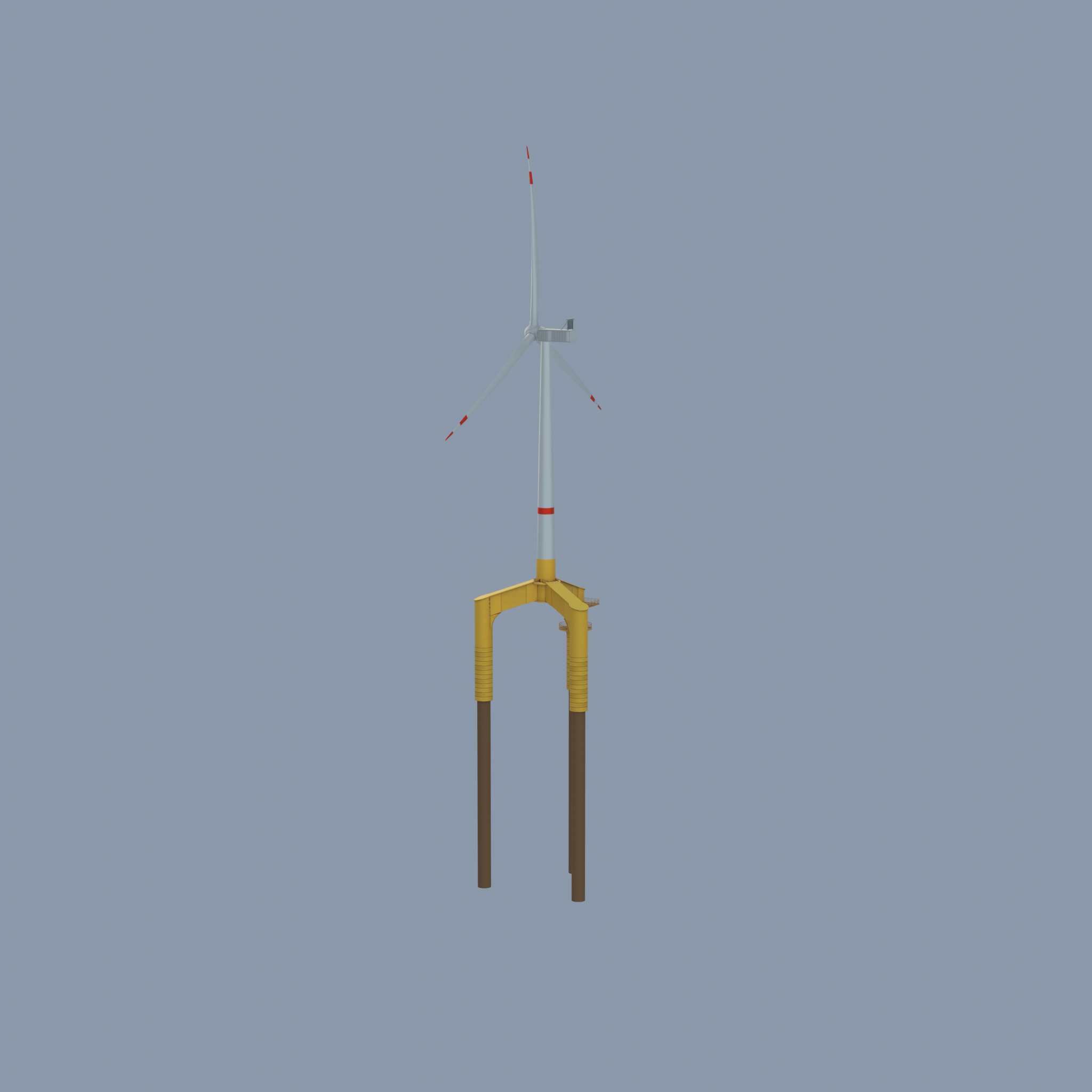 Wind turbine with Offshore Foundation V1 H-120 RD 160m Animation Low-poly 3D model_28