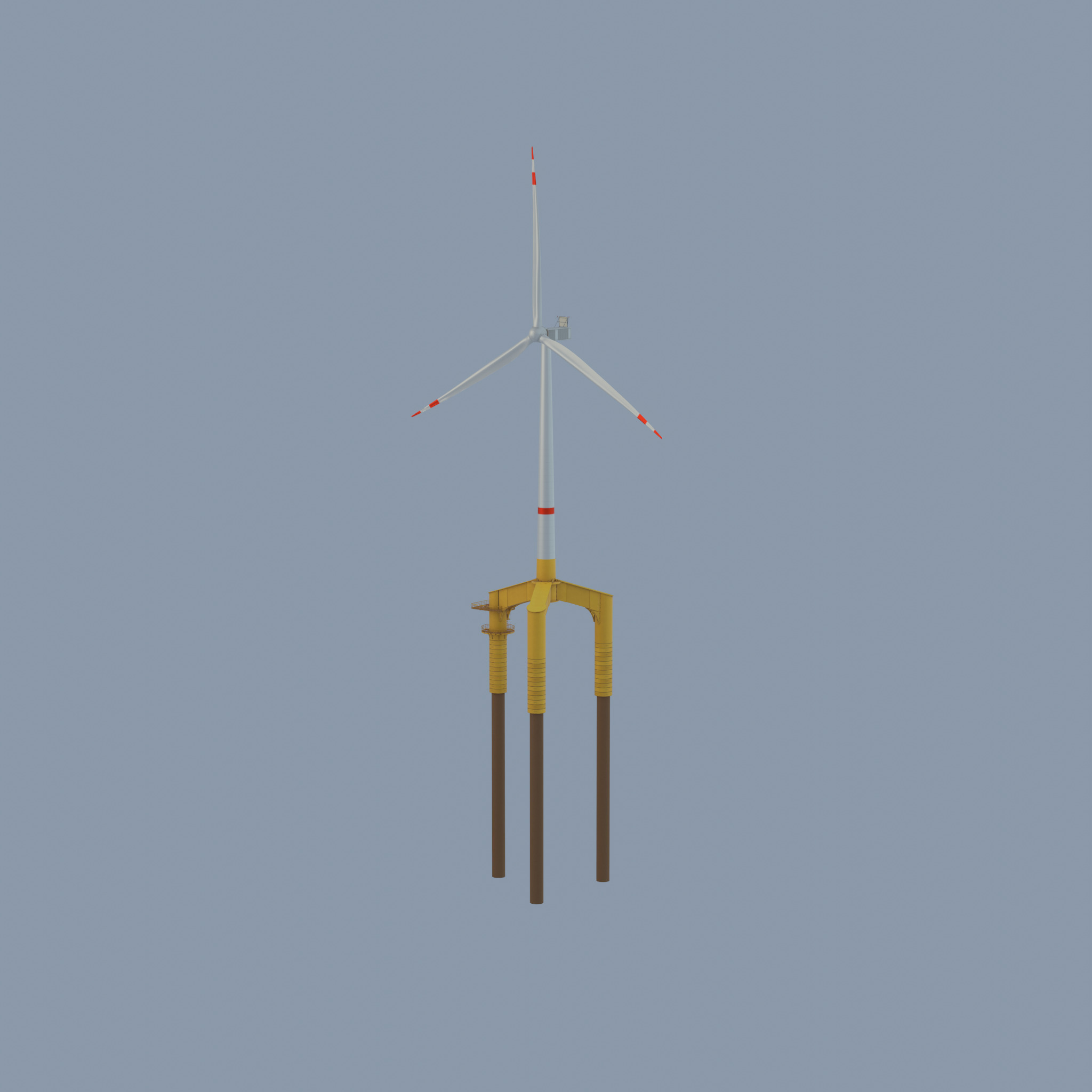 Wind turbine with Offshore Foundation V1 H-120 RD 160m Animation Low-poly 3D model_53