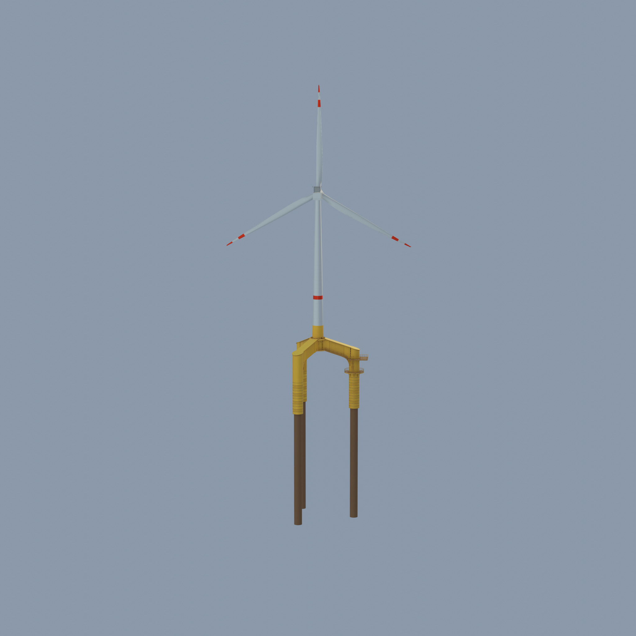 Wind turbine with Offshore Foundation V1 H-120 RD 160m Animation Low-poly 3D model_37