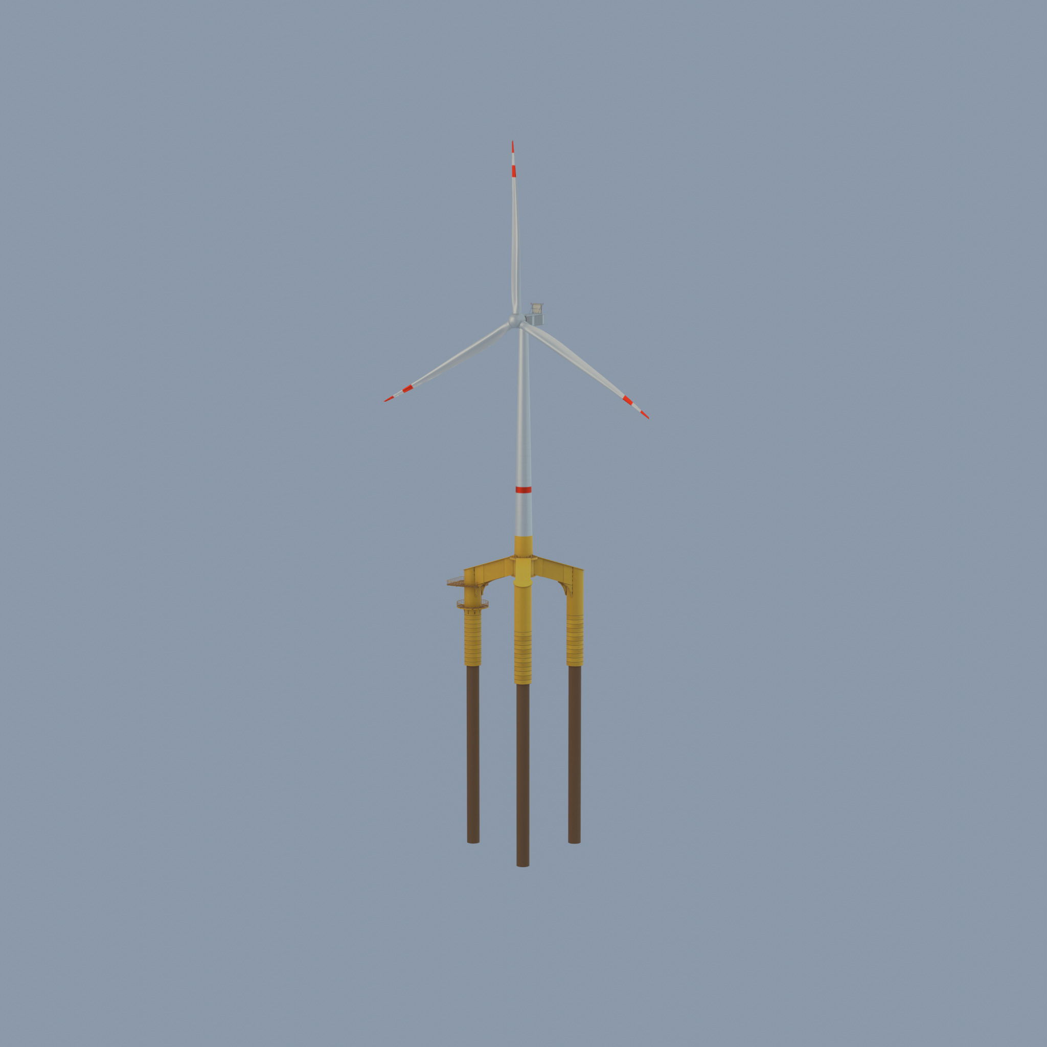 Wind turbine with Offshore Foundation V1 H-120 RD 160m Animation Low-poly 3D model_52