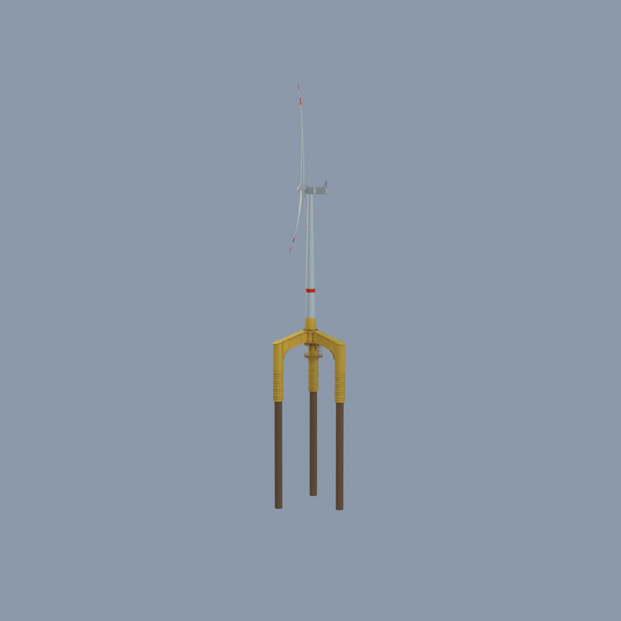 Wind turbine with Offshore Foundation V1 H-120 RD 160m Animation Low-poly 3D model_25