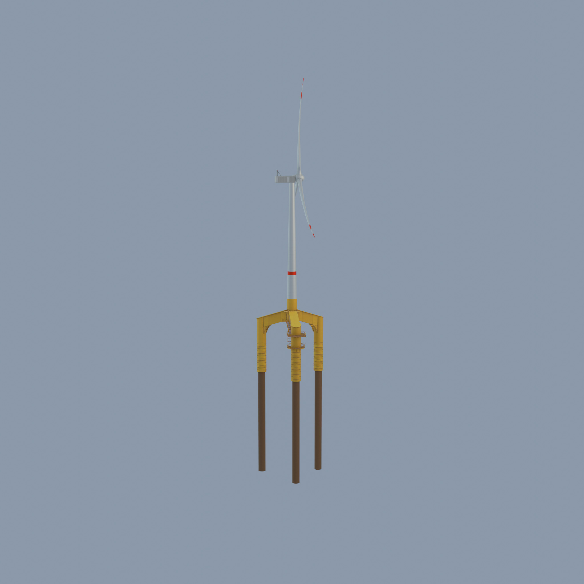 Wind turbine with Offshore Foundation V1 H-120 RD 160m Animation Low-poly 3D model_48