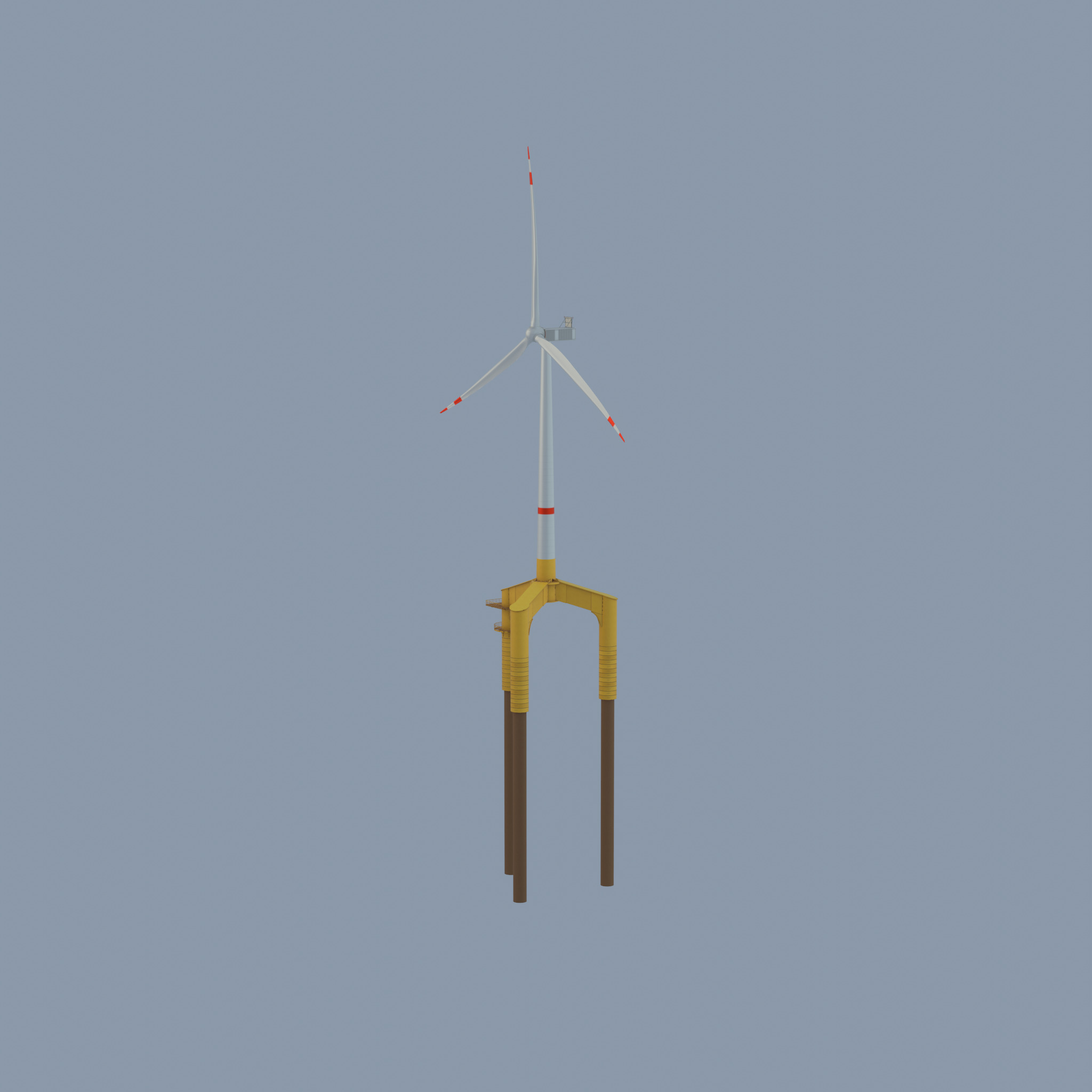Wind turbine with Offshore Foundation V1 H-120 RD 160m Animation Low-poly 3D model_55
