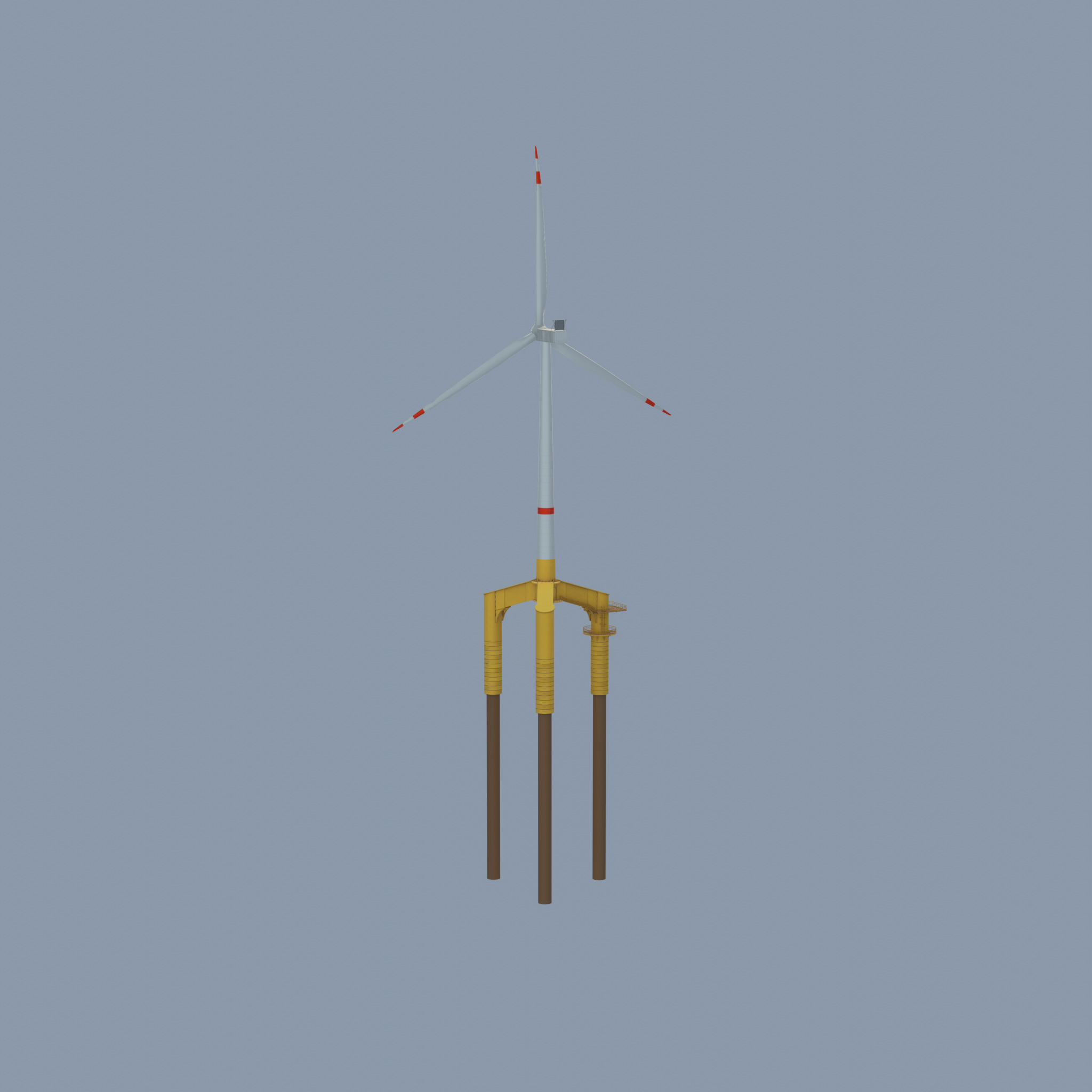 Wind turbine with Offshore Foundation V1 H-120 RD 160m Animation Low-poly 3D model_33