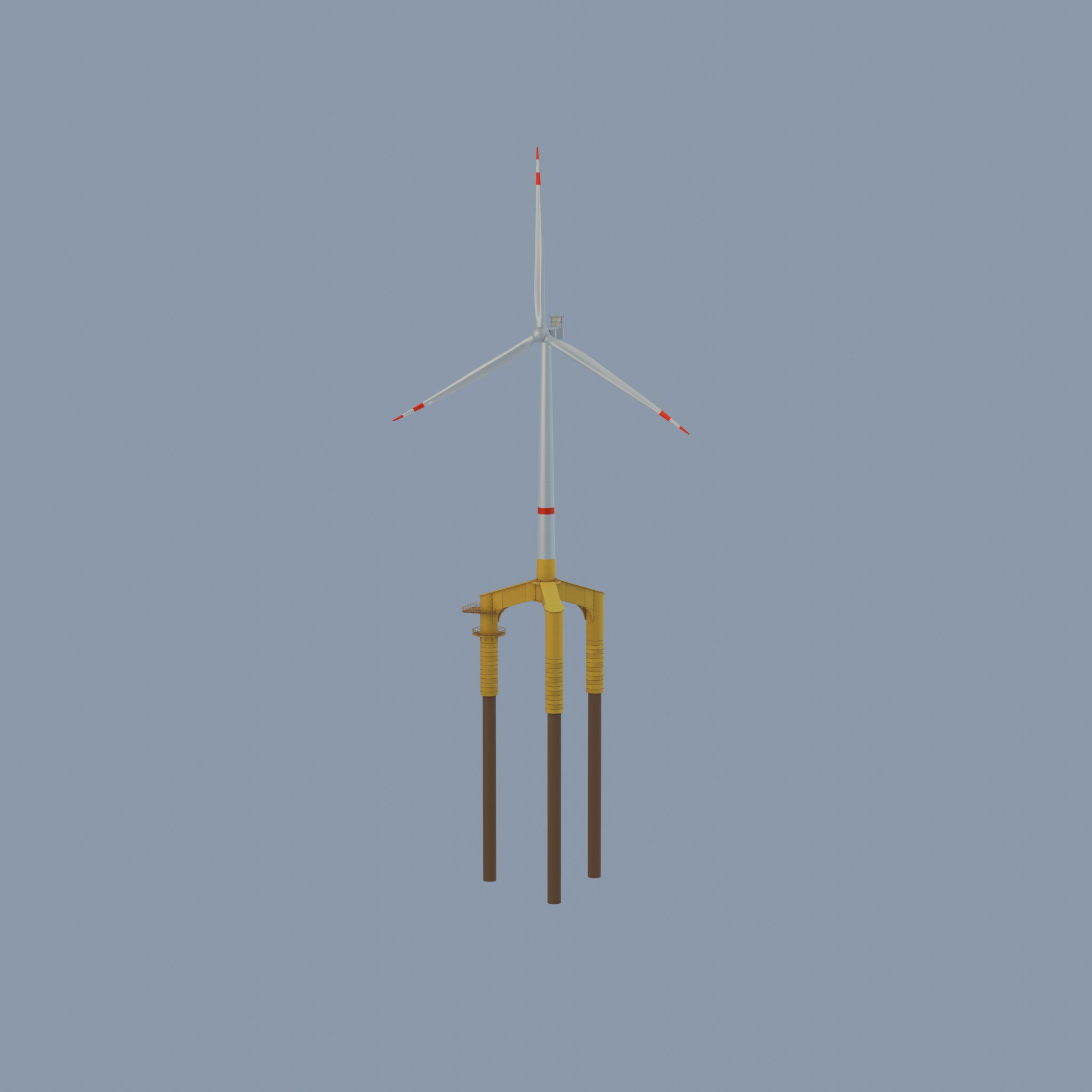 Wind turbine with Offshore Foundation V1 H-120 RD 160m Animation Low-poly 3D model_51