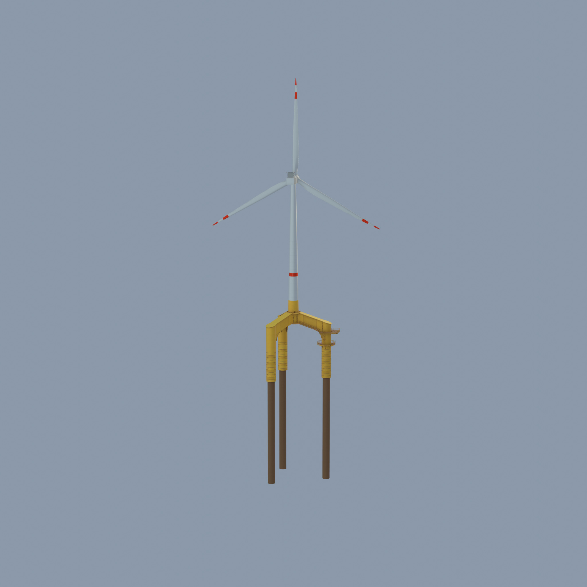 Wind turbine with Offshore Foundation V1 H-120 RD 160m Animation Low-poly 3D model_38