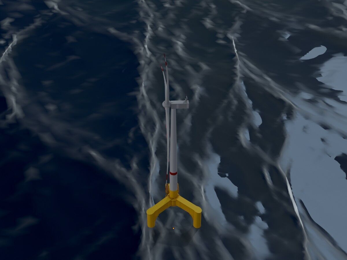 Wind turbine with Offshore Foundation V1 H-120 RD 160m Animation Low-poly 3D model_16