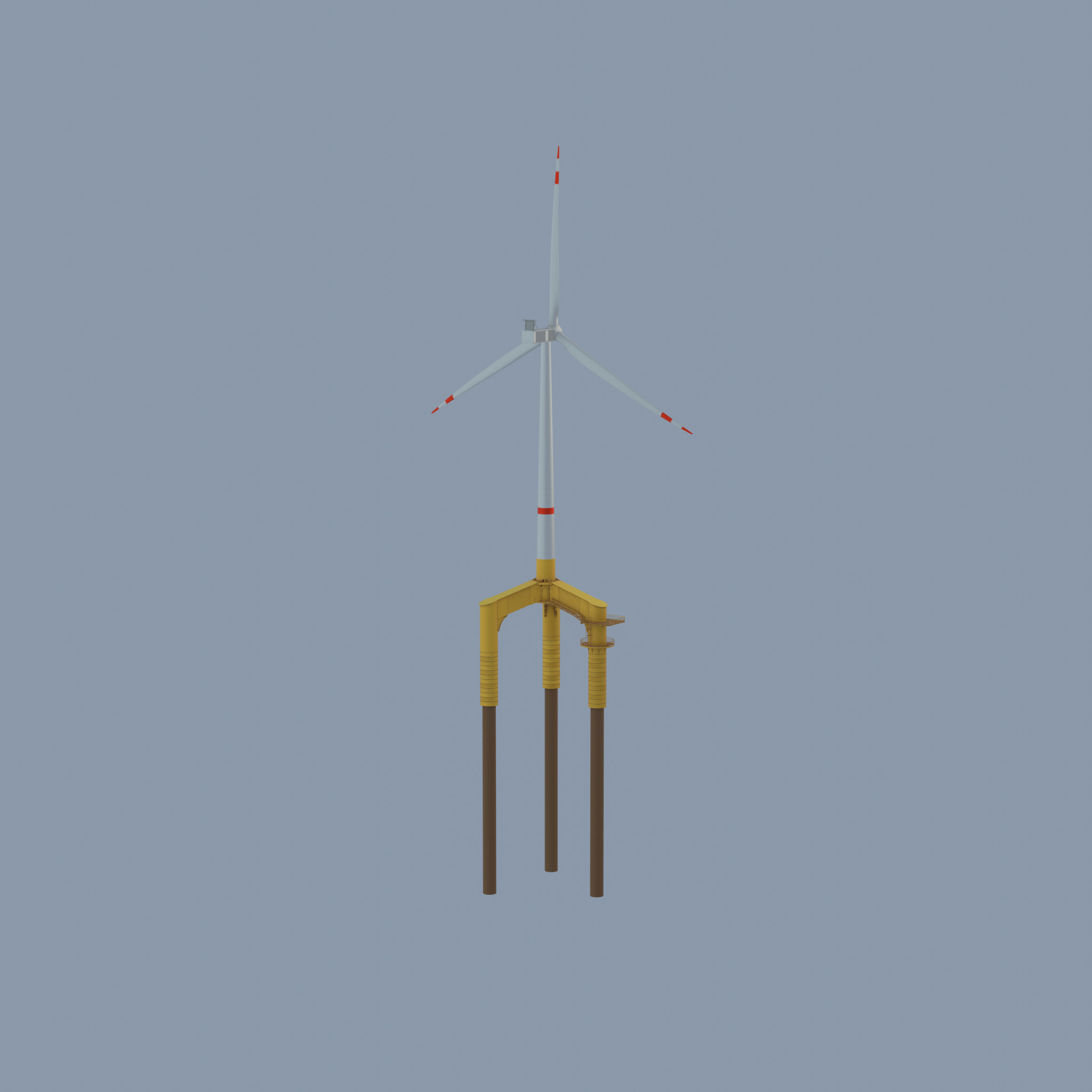 Wind turbine with Offshore Foundation V1 H-120 RD 160m Animation Low-poly 3D model_41