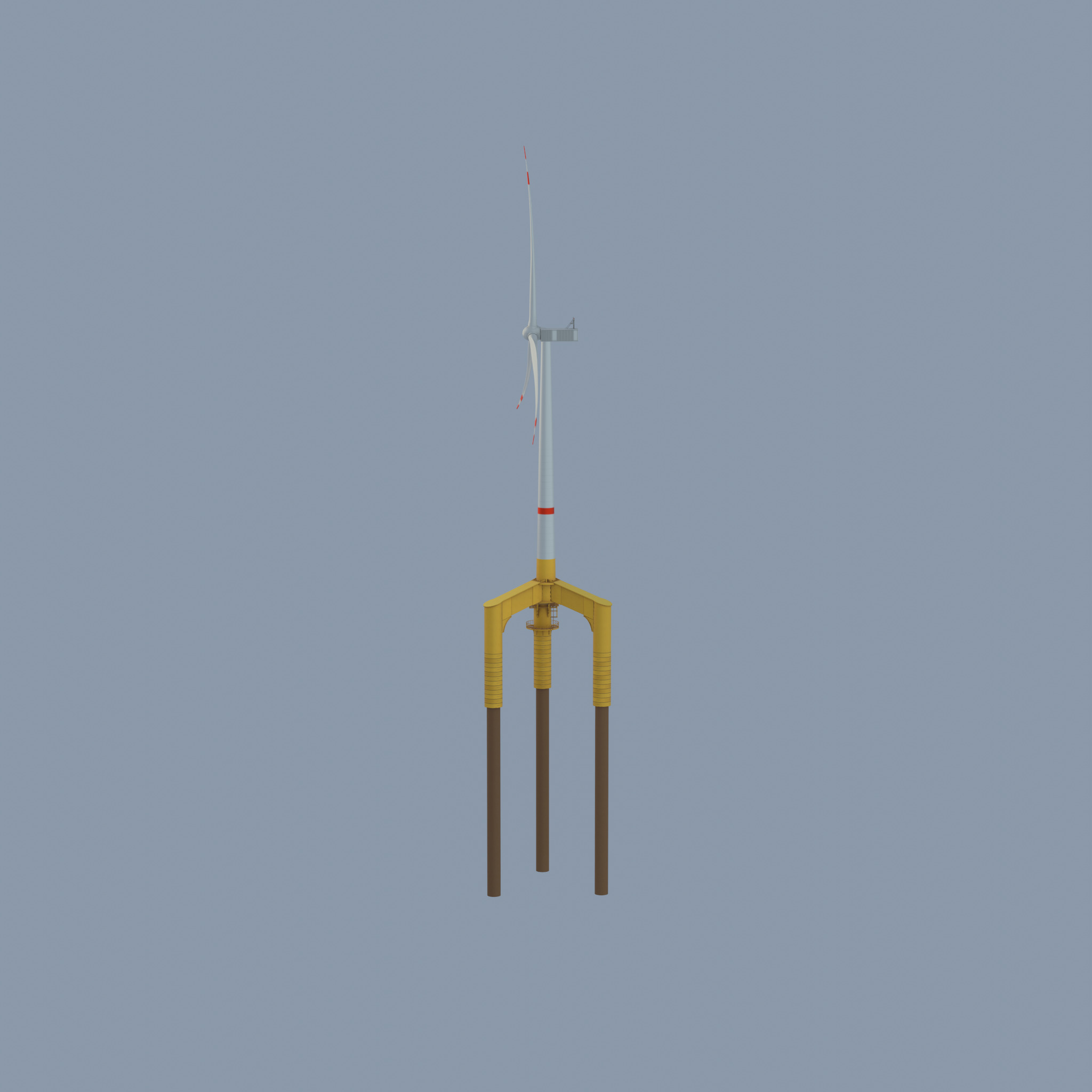 Wind turbine with Offshore Foundation V1 H-120 RD 160m Animation Low-poly 3D model_24