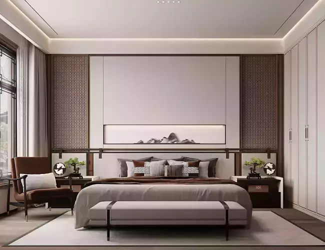  Chinese Bedroom interior 121