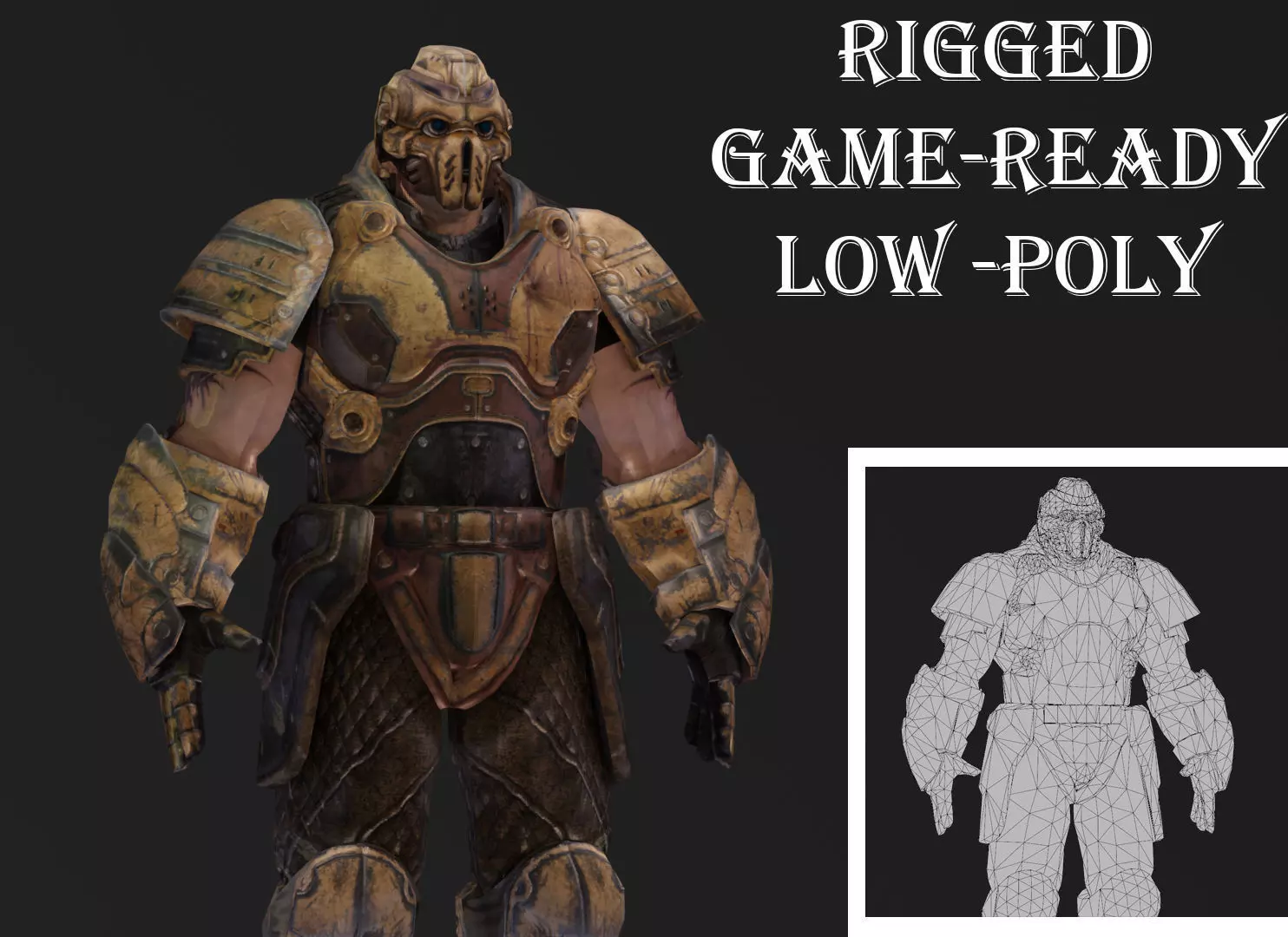 Iron Guard Futuristic Armored Soldier 3D Model Rigged Game-Ready Low-poly 3D model_0