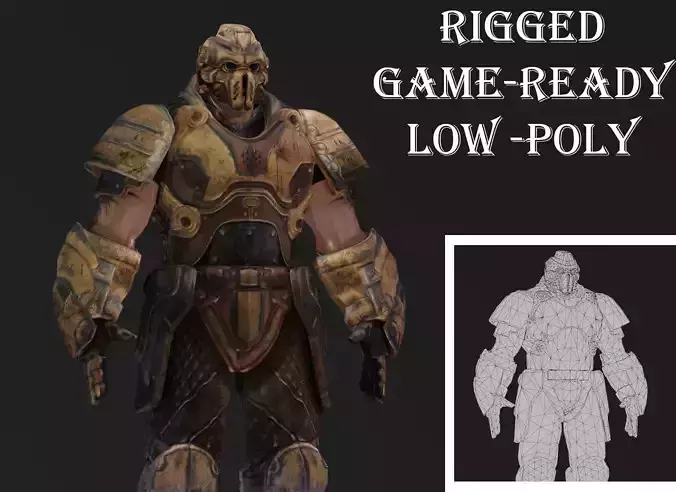 Iron Guard Futuristic Armored Soldier 3D Model Rigged Game-Ready
