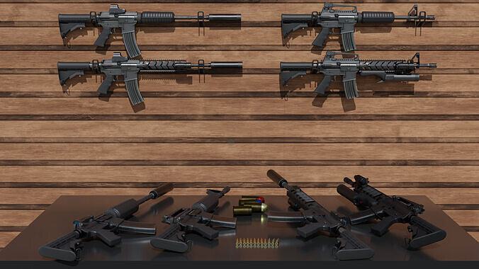 m4a1 carabine rifle Low-poly 3D model