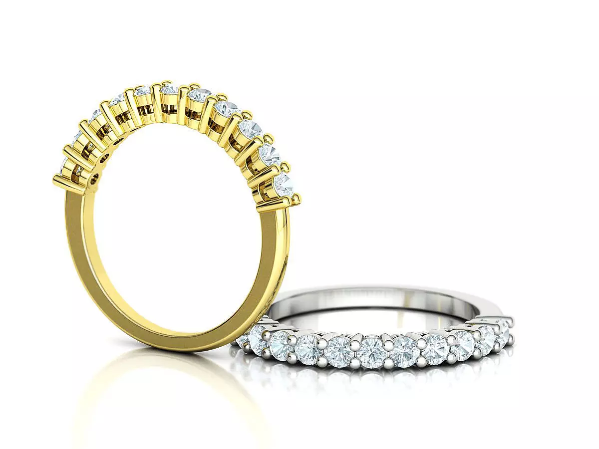 11 Stone 25 pointer Gems Half Eternity Ring Diamond Band 3D print model