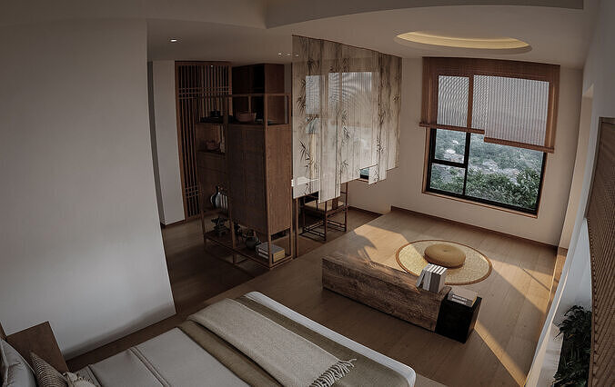  Chinese Bedroom interior 123 3D model