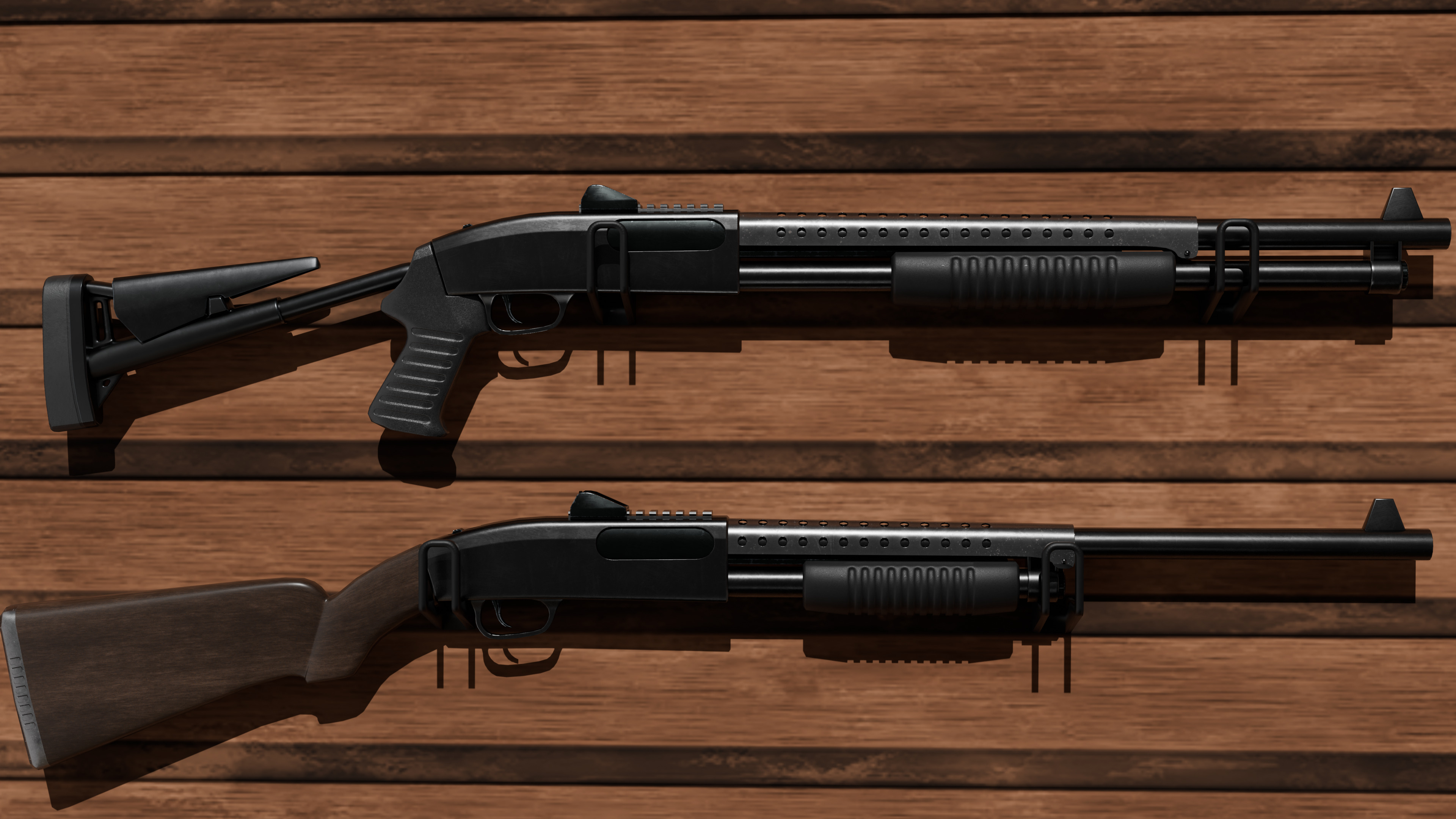 Shotgun pack Low-poly 3D model_2