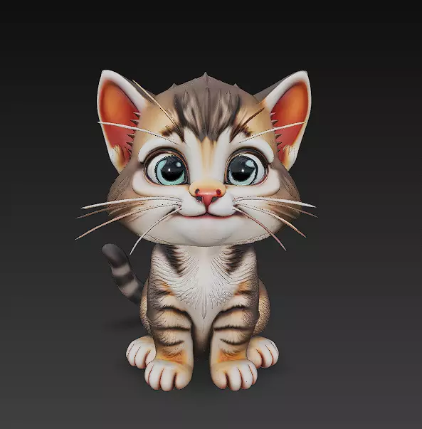 Cat Kitten Realistic 3D Model Basic - Low Poly Realistic Low-poly 3D model_0