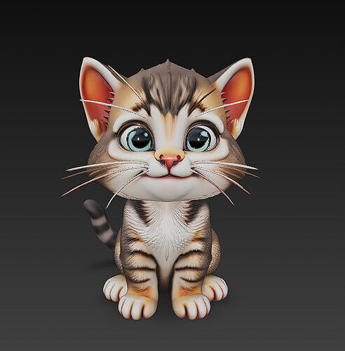 Cat Kitten Realistic 3D Model Basic - Low Poly Realistic Low-poly 3D model