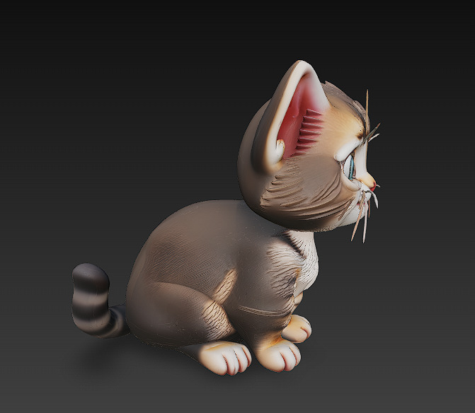 Cat Kitten Realistic 3D Model Basic - Low Poly Realistic Low-poly 3D model_3