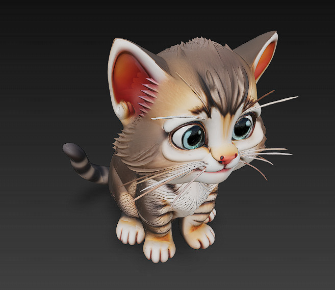 Cat Kitten Realistic 3D Model Basic - Low Poly Realistic Low-poly 3D model_2