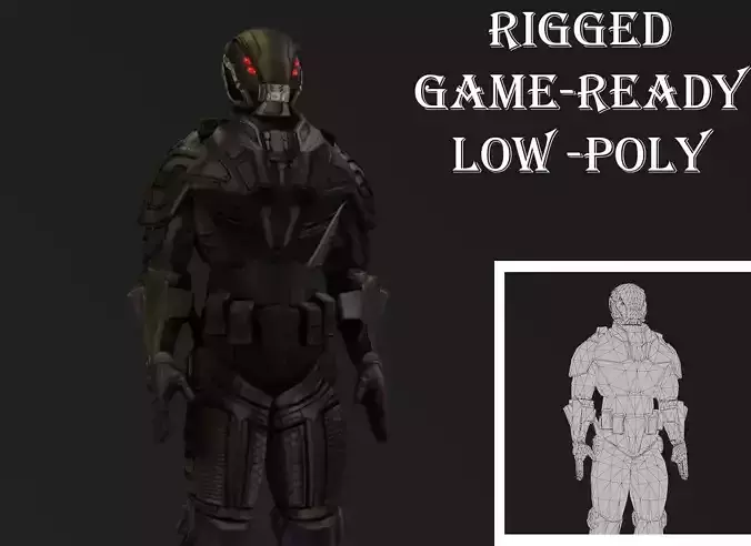 Aegis Warframe  Futuristic Humanoid Robot Rigged