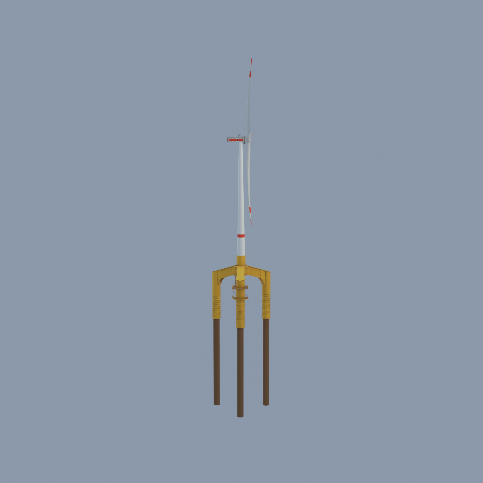 Wind turbine with Offshore Foundation E1 H-132 RD 172m animation Low-poly 3D model_49