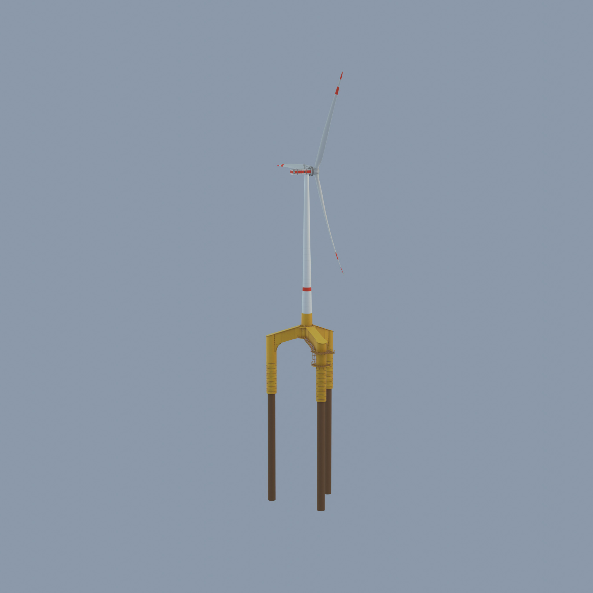 Wind turbine with Offshore Foundation E1 H-132 RD 172m animation Low-poly 3D model_46