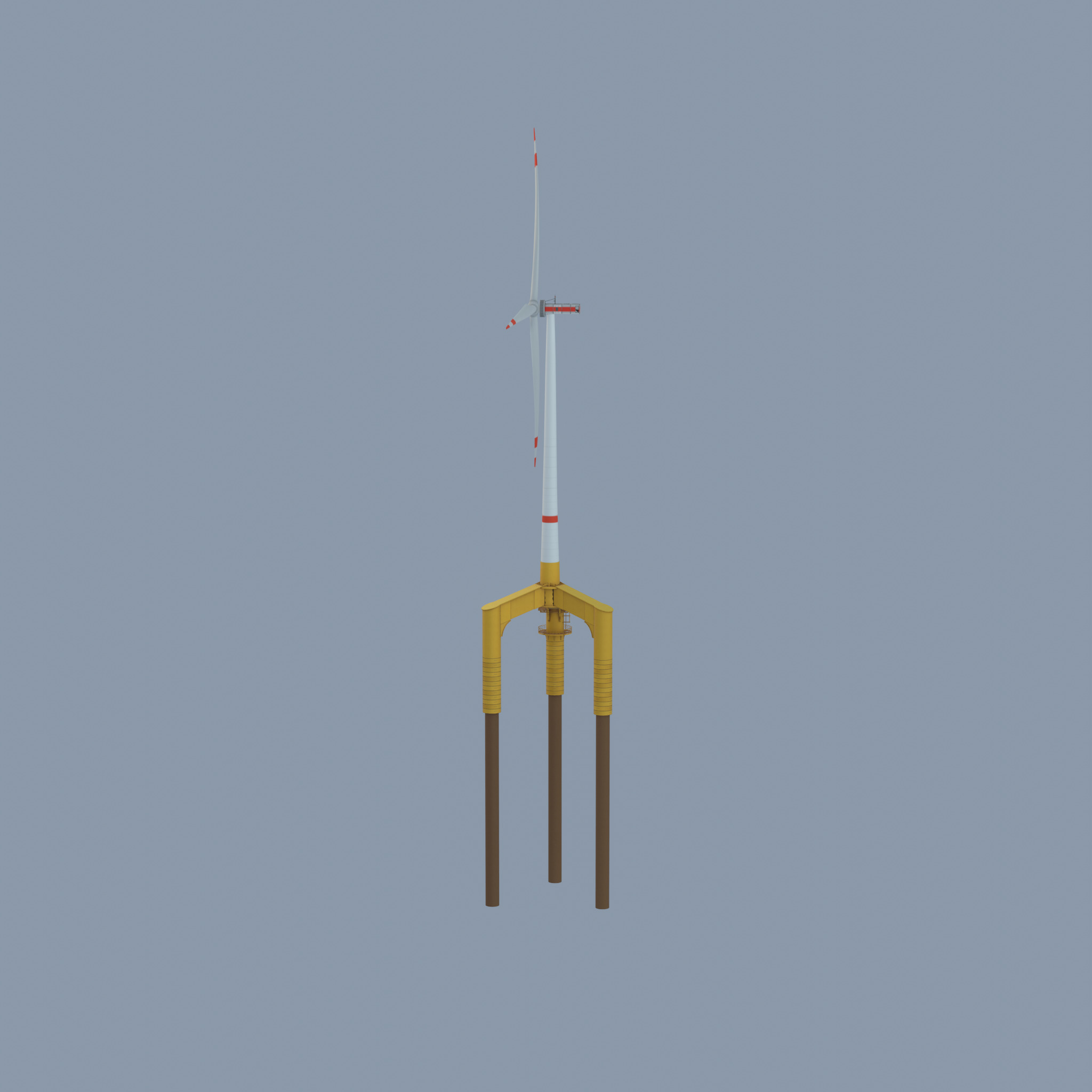 Wind turbine with Offshore Foundation E1 H-132 RD 172m animation Low-poly 3D model_25