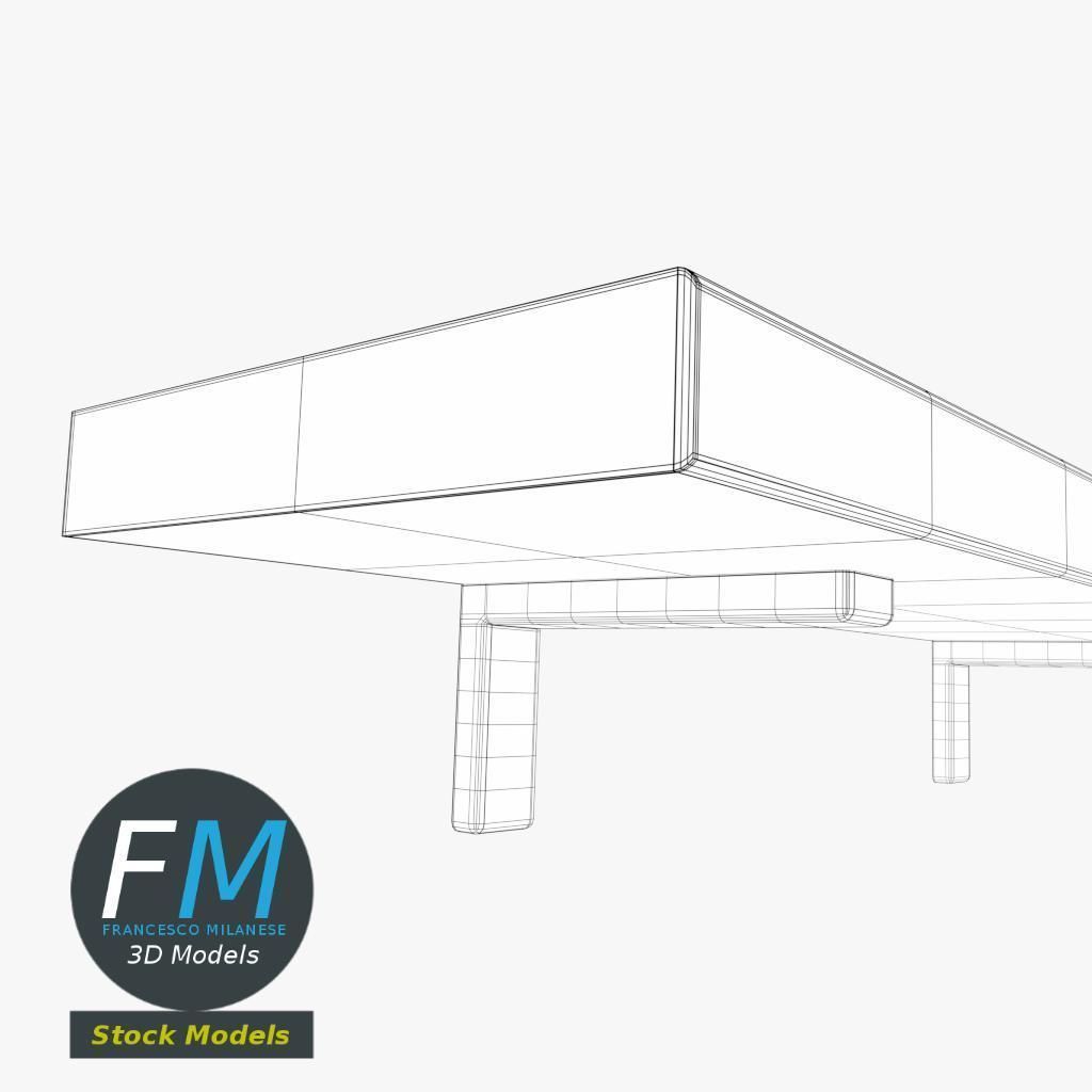 Shelf wooden with metal brackets 3D model_7