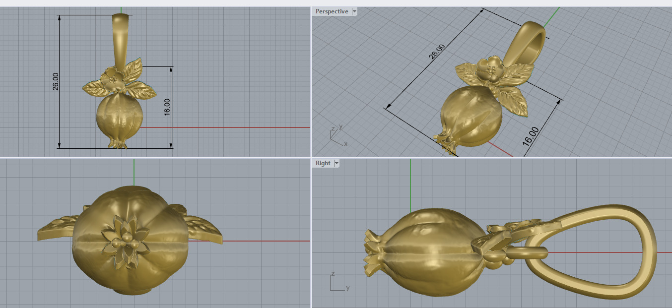 pomegranate pendant 3D print model 3D print model_6