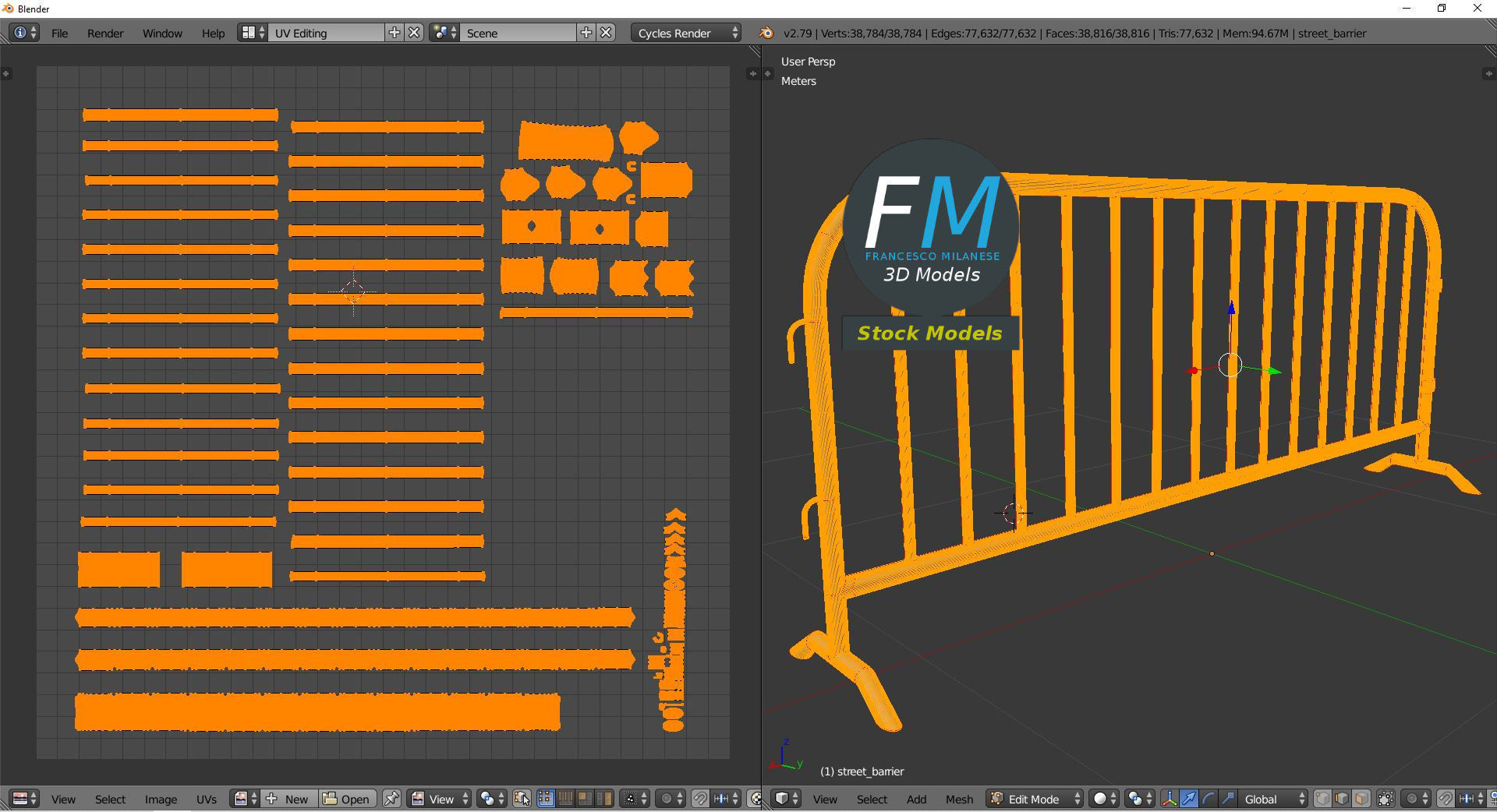 Street barrier 3D model_10