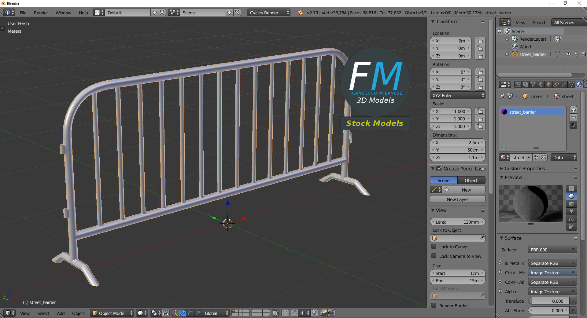 Street barrier 3D model_9