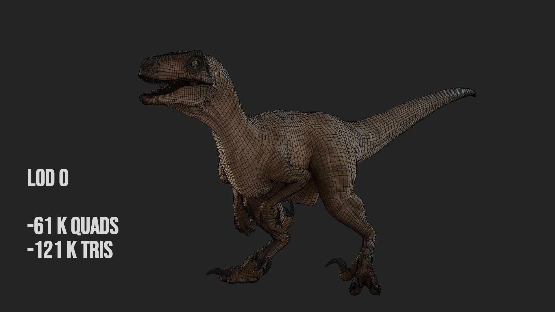Jurassic Park Park Velociraptor Blender Low-poly 3D model_29