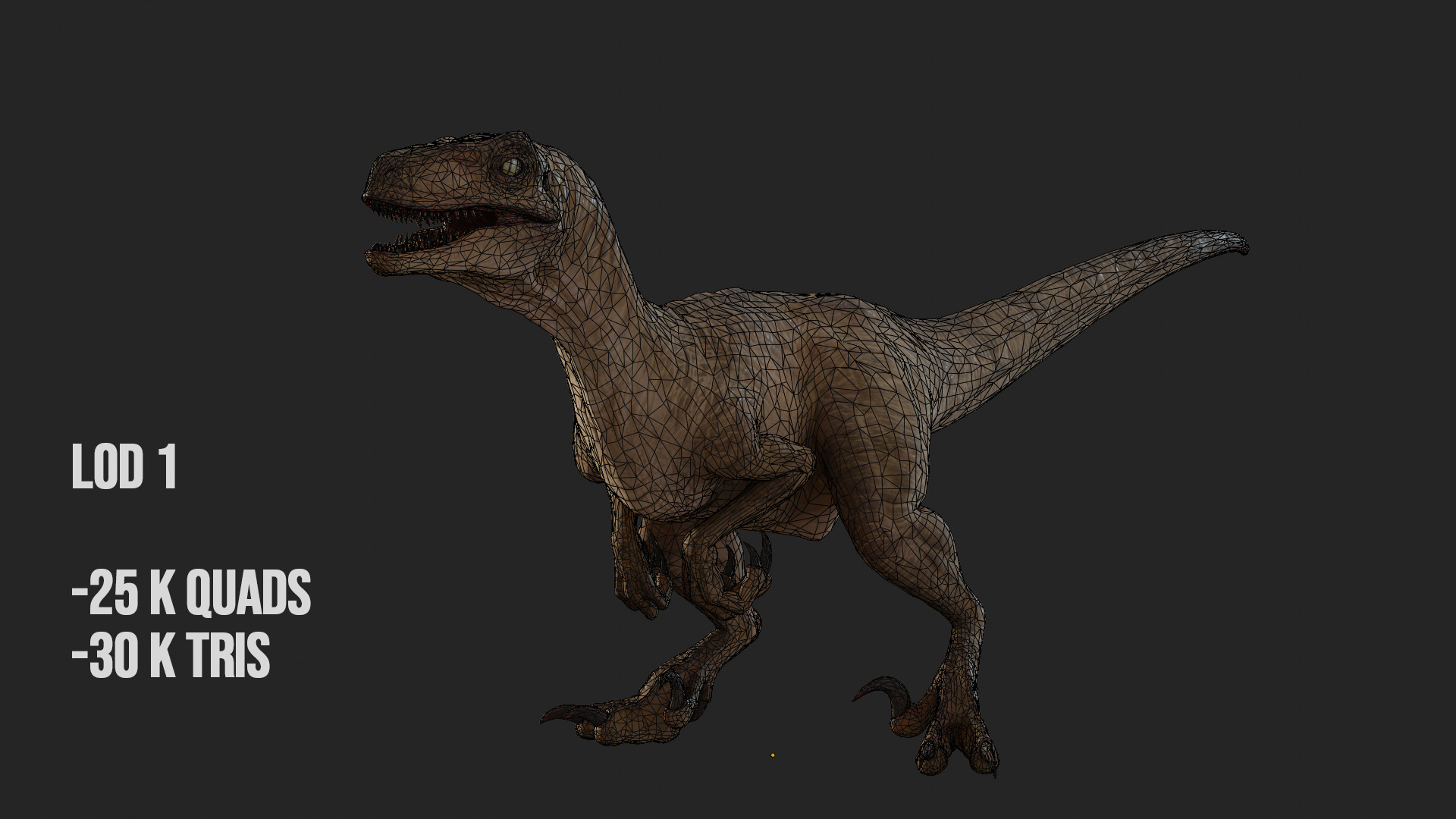 Jurassic Park Park Velociraptor Blender Low-poly 3D model_32