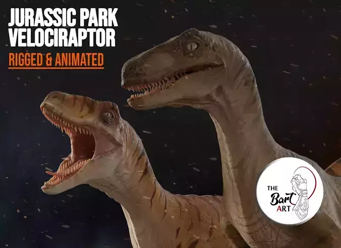 Jurassic Park Park Velociraptor Blender Low-poly 3D model