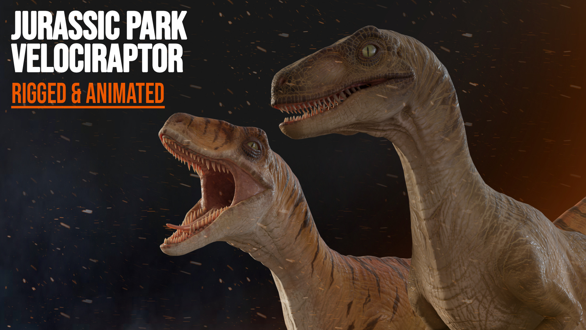 Jurassic Park Park Velociraptor Blender Low-poly 3D model_3