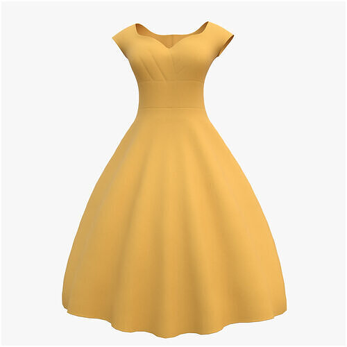 Low Poly Yellow Vintage Dress Low-poly 3D model