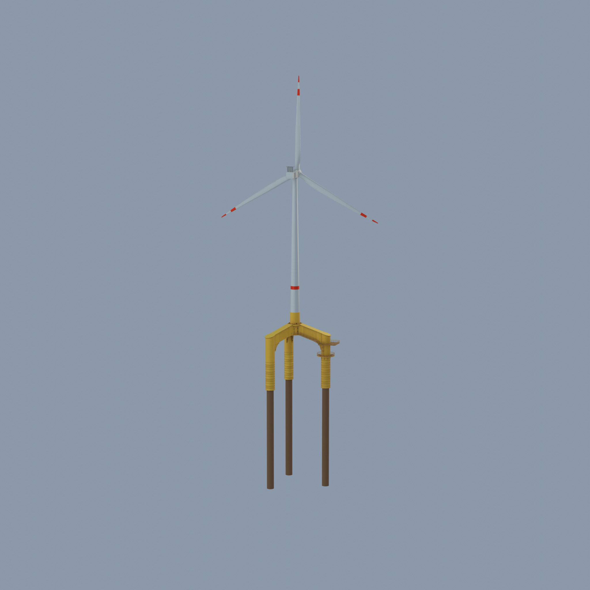 Wind turbine with Offshore Foundation V1 H-138 RD 162m Animation Low-poly 3D model_57