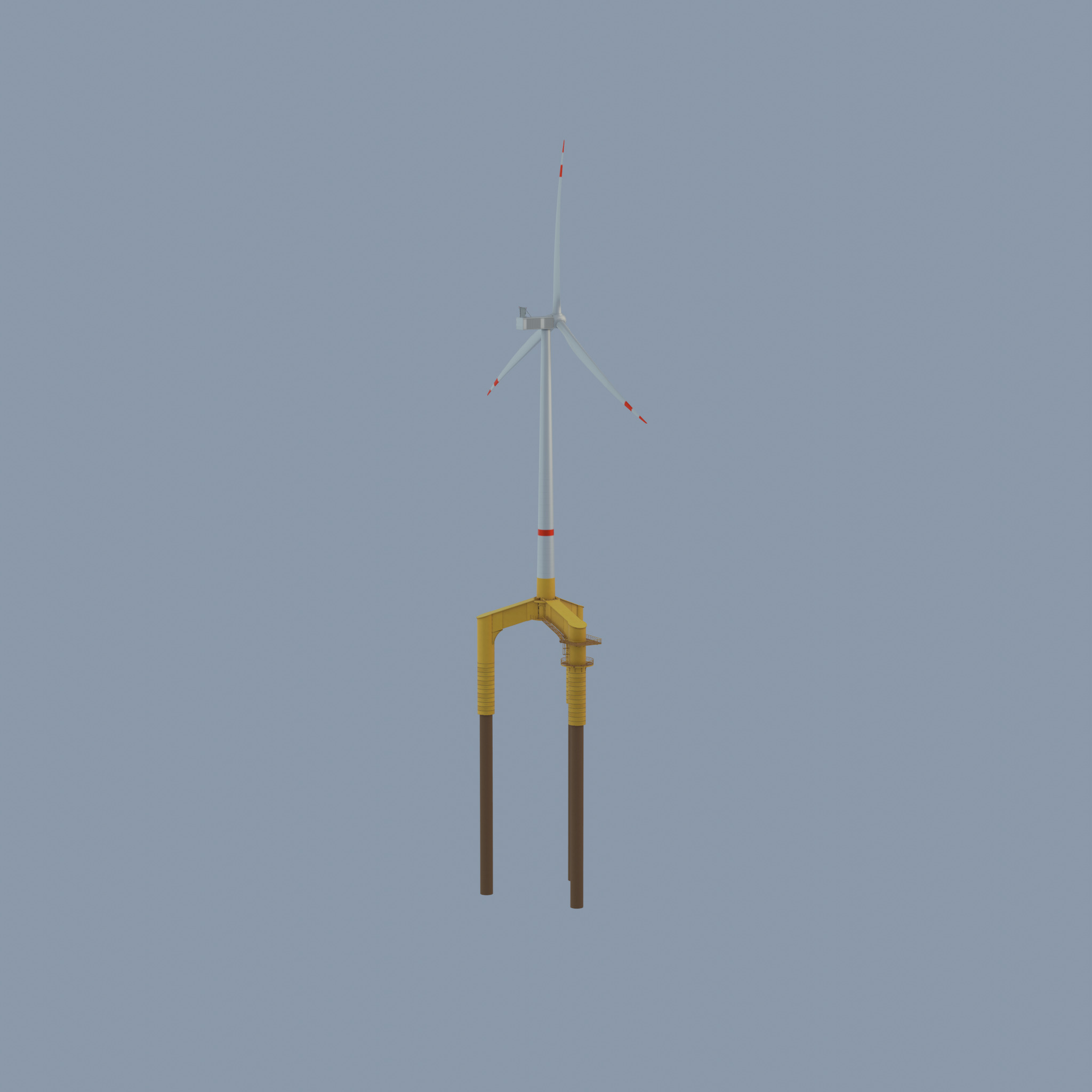 Wind turbine with Offshore Foundation V1 H-138 RD 162m Animation Low-poly 3D model_53