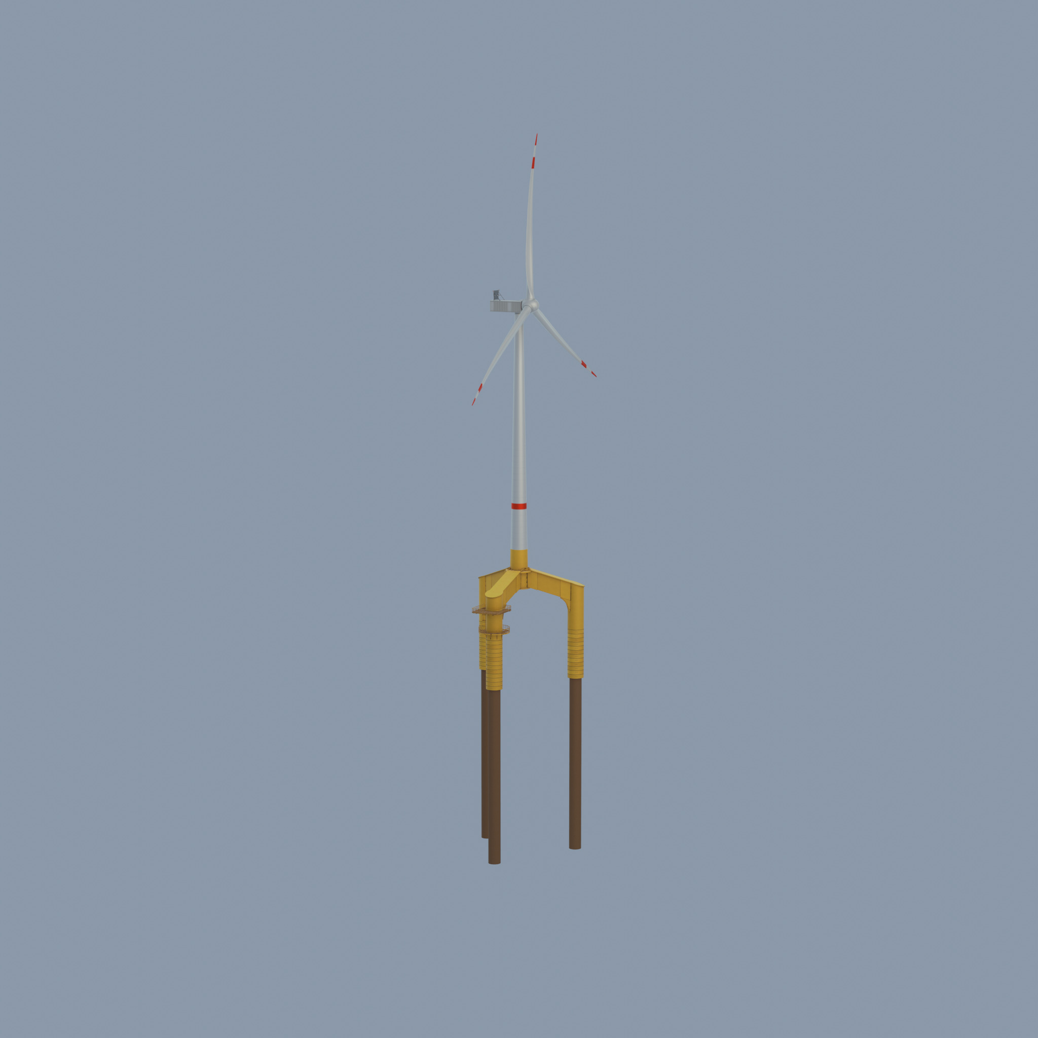 Wind turbine with Offshore Foundation V1 H-138 RD 162m Animation Low-poly 3D model_67