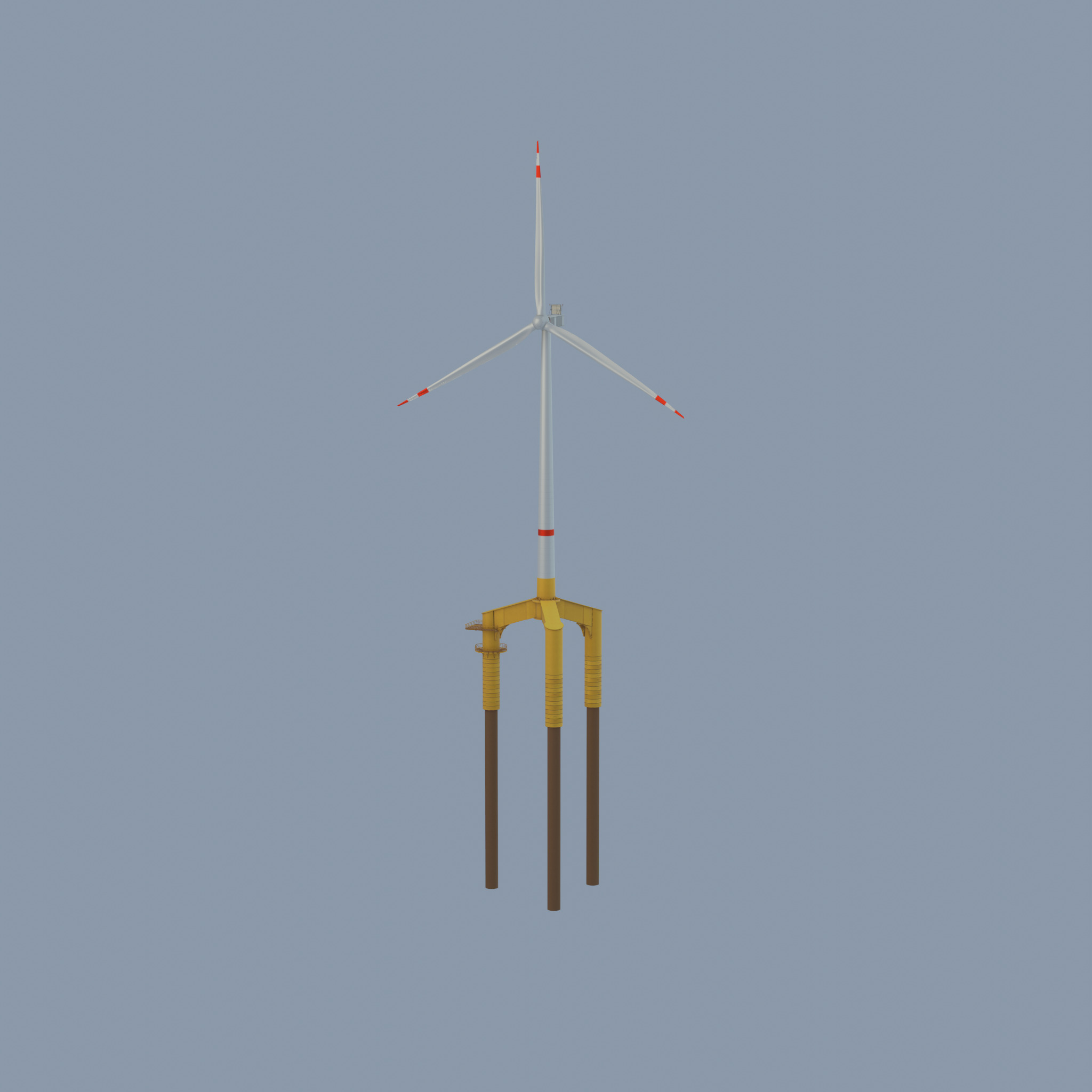 Wind turbine with Offshore Foundation V1 H-138 RD 162m Animation Low-poly 3D model_25