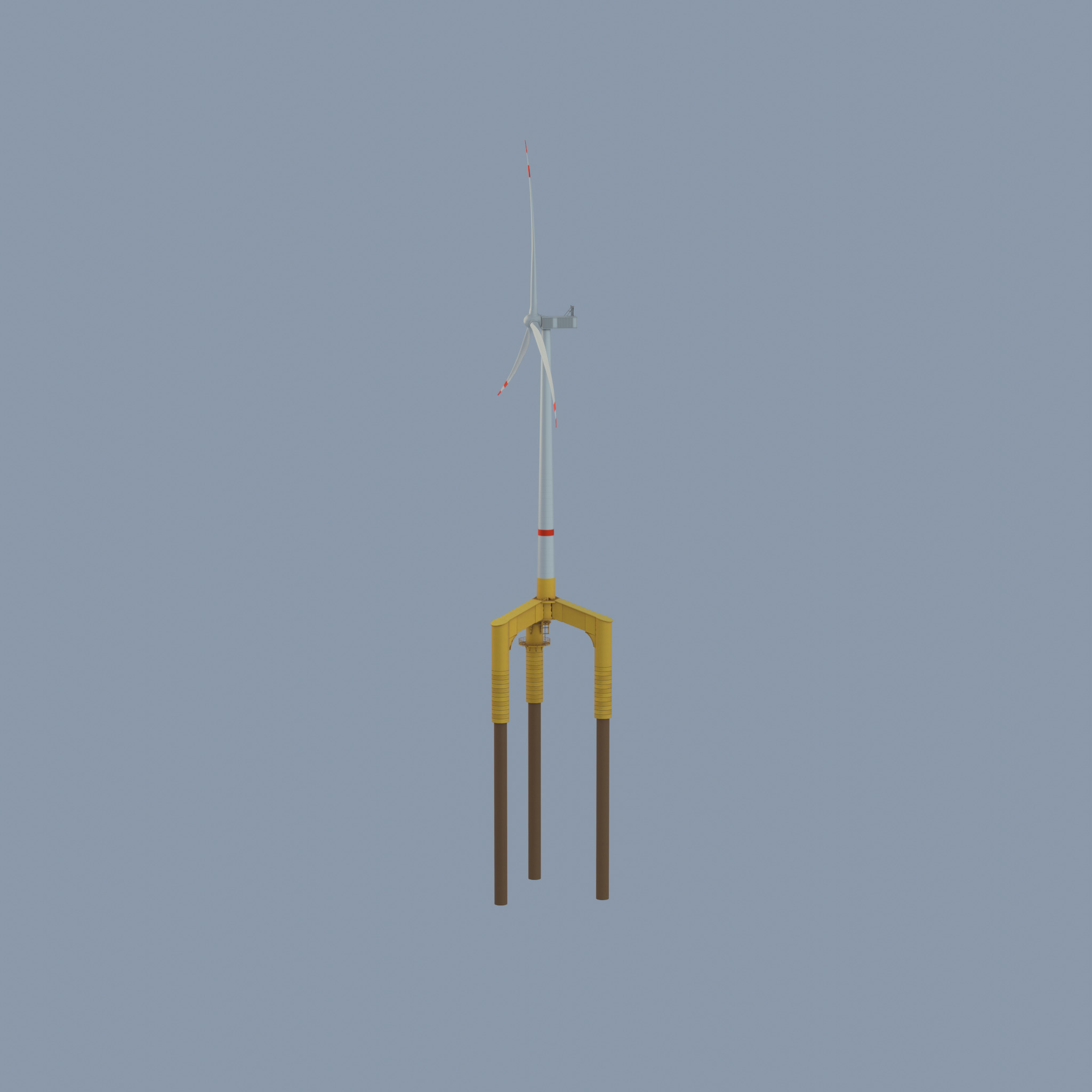 Wind turbine with Offshore Foundation V1 H-138 RD 162m Animation Low-poly 3D model_41