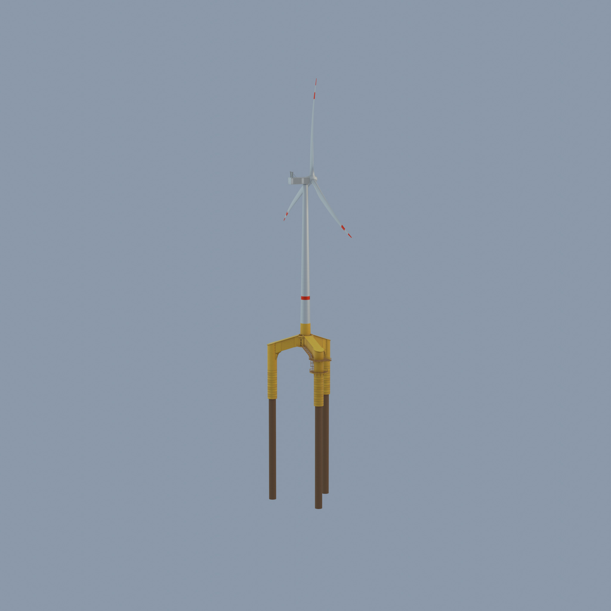 Wind turbine with Offshore Foundation V1 H-138 RD 162m Animation Low-poly 3D model_44